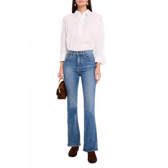 NEW VERONICA BEARD beverly loafer skinny flare jeans in ripple haze - Picture 1 of 5